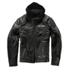 Giubbotti in vera pelle nera stile Harley in vendita giacca di pelle con giacca di pelle da uomo con cappuccio