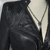 Damski nitek punkowy kurtki skórzane motocykl motocyklowy zamek błyskawiczny w paski w paski sztuki futro szczupła sprężyna krótka płaszcza sxw003 odzież