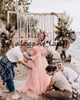 Uroczysta Peach Peach Beach Suknie ślubne z rękawami 2021 Sweetheart Fairy Tulle Princess Summer Bohemian Bride Wedding Dress