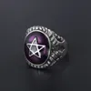 4 färger sten med vintage stjärnringar för män pentagram mode smycken titanium stål ring manlig retro stil punk rock finger rin7599442