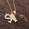 Hip Hop Gun Diamanten Hanger Kettingen Voor Mannen Luxe Geld Plug Ketting Sieraden Verguld Koper Zwart Wit Zirkonia Gouden Cu5381003