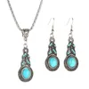 Turquoise kristallen ontwerper oorbellen ketting bohemien zilveren druppel oorbel voor vrouwen bruids sieraden boho bruiloft verjaardagscadeau