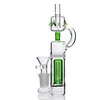 Bongs de vidro verde Hookah Dabs Kit Conjunto de pontas de tigela de vidro Palha 14 mm Junta para fumar Cachimbos de água Bongs de água Samll Recycler Oil Rigs