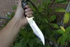 Top Quality Outdoor Survival Hunting Knife High Carbon Steel Satin Bowie Blade Full Tang Ebony Handle Fixed Blades Knives Leather Sheath