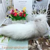 40 cm / 16 "-Long Prawdziwy Prawdziwy Krzyż Fox Ogon Keychiowie Pluszowe Pom Poms Cosplay Toy Breloki Samochód Brelok Bag Charm Fulchsels