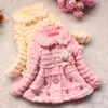 thick baby girl parkas coat bow lace faux fur warm overcoat for 1-8yrs girls children kids thick Winter outerwear clothes hot