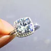 Fijne ringkussen gesneden 3CT 5A CZ steen 925 sterling zilver belofte engagement bruiloft band ring voor vrouwen bruids sieraden