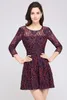 In Stock Full Lace Top Party Dresses Long Sleeves A-Line Retro Short Prom Evening Dresses Mini Women Casual Club Wear Real Image CPS586