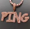 Baguette personnalisée initiales lettres nom collier chaîne Hip Hop glacé Zircon bricolage cadeau pour maman jours Friend193m