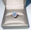 Söt ny ankomst lyxsmycken 925 Sterling Silver Oval Cut White Topaz Cz Diamond Promise Ring Women Wedding Bridal Ring For Lov291m