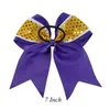 8 pièces/lot 7 ''fait à la main trois couches ruban paillettes Cheer Bows avec élastique filles Cheerleading Boutique cheveux accessoires