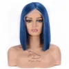 Volle Spitze Echthaar Perücken Für Frauen Natürliche Schwarz Blau farbe Remy Haar Seidige Gerade Kurze Bob Spitze Front menschliches haar Perücken