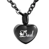 Personalized Custom Name Stainless Steel Simple Small Heart Urn Necklace Cremation Pendant Jewelry with Filler Kit -black