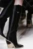 Projektant mody Dziwne wysokie obcasy Real Leathewomen Buty Nowe Jesienne buty zimowe Pas startowych Long Woman Boots