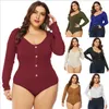 Roupas de mulheres Plus Size Jumpsuits Botão Bodysuit Leotard Tops Casual Macacões Sexy Bodysuit Moda Playsuits Jumpsuit Verão Macacão 4790