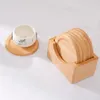 Wooden Non-slip Mug Pad Set 6pcs Heat-resistant Coaster Anti Scalding Insulation Mat Cup Pad Hot Drink Holder Table Mat LX8255