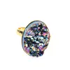 10 Stücke Blau / Gold / Regenbogen / Champagner / Silber Druzy Ring Mystic Titan Beschichtet Roh Druzy Geode Kristall Cluster Stein Einstellbare Aussage Ring