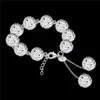 Bracelet à billes complet de haute qualité, bracelet à breloques en argent 925, 20,5x1,4 cm, DFMWB088, bracelet à bijoux plaqué argent sterling pour femmes