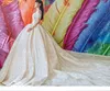 2019 Ny stil Ljus Champagne Princess Bröllopsklänningar Av Skulder Sequins Sweetheart Ball Gown Bridal Dress Robe de Marie