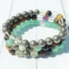 MG0408 Trendy Natural Gem Stone Stacking Bracelet Set Natural Pyrite Crystal Bracelet 8 mm Crystals Heart Chakra Bracelet