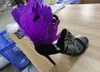 크리스탈 박힌 검투사 샌들 보라색 깃털 하이힐 섹시한 명확한 PVC 한 스트랩 패션쇼 Sandalias 드릴 파티 신발 여자