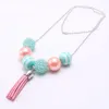 Child Kids Chunky Beads Necklace Fashion Tassel Pendants Girls Chunky Bubblegum Beads Chain Necklace For Party Gift