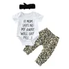 3 pçs conjunto bebê recém-nascido menino menina manga curta carta impressão algodão bodysuit topos leopardo calça calças bandana outfits roupas do bebê 7820158