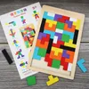 Jouets en bois colorés Tangram, casse-tête, Puzzle, jeu Tetris, Magination préscolaire, jouets éducatifs intellectuels, cadeau pour enfant