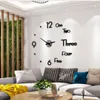 DIY Self Adhesive Wall Clock Large Digital Modern Design Kitchen Kids Living Room Wall Watch Nordic Home Acrylic Decor Sticker