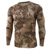 Heren T-shirts Outdoor Sneldrogend Shirt Heren Tactische Camouflage Lange mouw Ronde Hals Sport Leger T-shirt Grappig 3D T-shirt