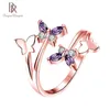 Silber 925 Schmuck Ring Koreanischer Stil Amethyst Edelstein Blumenform Öffnung Verstellbare Ringe Für Frauen Top Qualität
