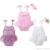 Bébé fille vêtements enfant en bas âge été barboteuses jupes bandeau costumes tulle tutu combinaisons bandeau à volants jarretelles onesies bodys AYP5435