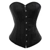 Svart Striped Suit Style Shapewear Women Overbust Zipper Bustier Stropless Corselet Slim Body Shaper Plus Size S-6XL Corset Tops