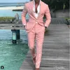 Chegada nova Chic Pink Groomsmen Noivo Smoking Do Partido Do Baile de Finalistas Terno Entalhado Lapela Terno de Casamento Melhor Homens Blazer Ternos Formais 2 Peças Jaqueta calça