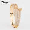 Donia Smycken Lyx Bangle European och American Fashion Eximded Classic Big Nails Micro-Inlaid Zircon Bracelet Ring Set Kvinnors Designer Gift