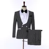 Immagine reale Smoking da sposa Scialle Risvolto Vino One Button Sposo Abiti da uomo Matrimonio Prom Dinner Blazer (Giacca + Fiocco + Pantaloni) Tailor Made