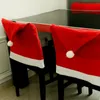 Cadeira de Natal Capa Papai Noel Chapéu Vermelho Cadeira de volta Cobre Cadeira de jantar Cadeira Sets para Natal Xmas Casa Decorações Novo GB1400