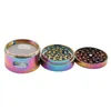 Metal Grinding Box Brilliant Ice Blue 63MM Four-Layer Zinc Alloy Concave-Smoke Grinder with Side Window and Four Holes