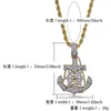 New Arrived 18K Gold Plated Cross Anchor Necklace Pendant with 4MM Tennis Chain Rope Chain Iced Out Full Zircon Mens Jewelry