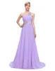 Abiti da damigella d'onore monospalla con perline Abito da sera lungo in chiffon bordeaux blu viola 2019 Nuovi abiti da ballo eleganti