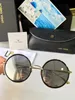 Luxury-Linda Farrow Occhiali da sole rotondi oro / marrone 57mm Occhiali da sole di marca di moda Eye Wear Nuovo con scatola