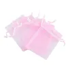 Розовый органзы сумки 5x7 дюймов партия пользу сумки органзы душа ребенка Sheer подарок сумка для Jewlery конфеты образец организатор шнурок мешки