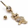 Yyjff D0619 Gold Owl Belly Navel Ring