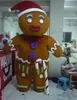 2019 Costume mascotte Gingerbread Man in vendita calda con cappello rosso da Babbo Natale da indossare in vendita