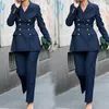 Double Breasted Mother of the Bride Suits Slim Fit Women Work Wear Ladies Party Evening Wear For Wedding(Jacket+Pants)