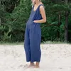 VONDA algodão macacãozinho Womens Jumpsuit Verão 2020 casual solta fatos para brincar longa calças perna larga Vintage Roupa Plus Size