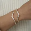 2019 haute qualité simple vague bracelet bracelet 56-58mm or rempli punk à la mode manchette bracelets pour femmes femme pavé blanc cz nouveau