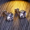 18K Hiphop Hiphop Single CZ Zircon Round Stud أقراط 0.4 0.6 0.8 سم للرجال للنساء والفتيات هدايا بلينغ أقراط الماس أزرار روك روك مغني الراب المجوهرات بيجوكس