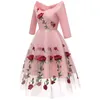 Новое женское элегантное модное платье с вышивкой розы, винтажное платье. Три цвета, доступны различные размеры.