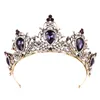 Purple Bridal Crown Rhinestone Crystals Wedding Crowns Royal Crowns Hair Akcesoria Party Tiaras Baroque Chic Sweet 16 Pełna runda 2604729